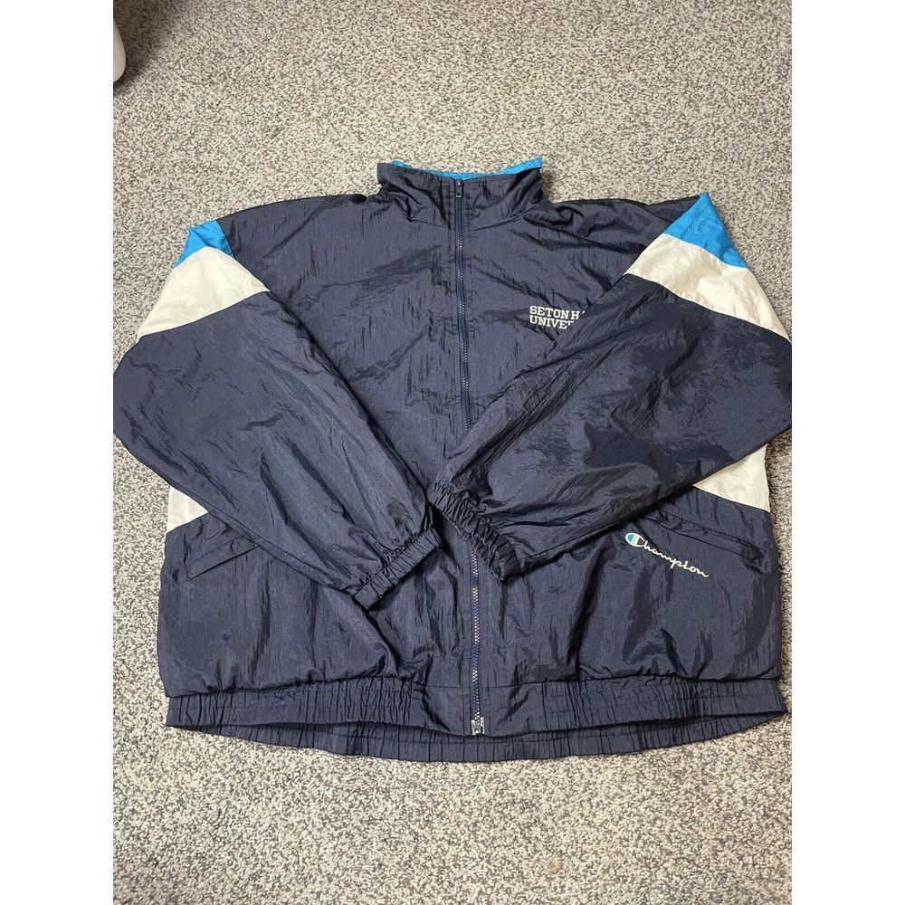 VTG Seton Hall Champion‎ Windbreaker Jacket Men's XL Full Zip University College